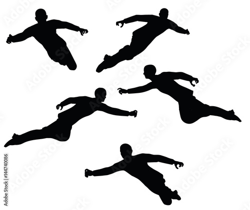 businessman silhouette in super power pose