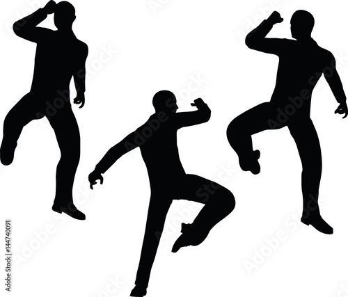 businessman silhouette in super power pose
