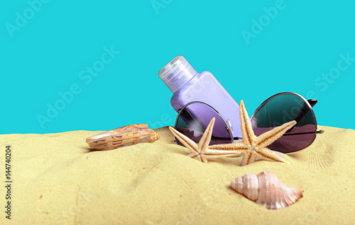 Seashells on sand at beach
