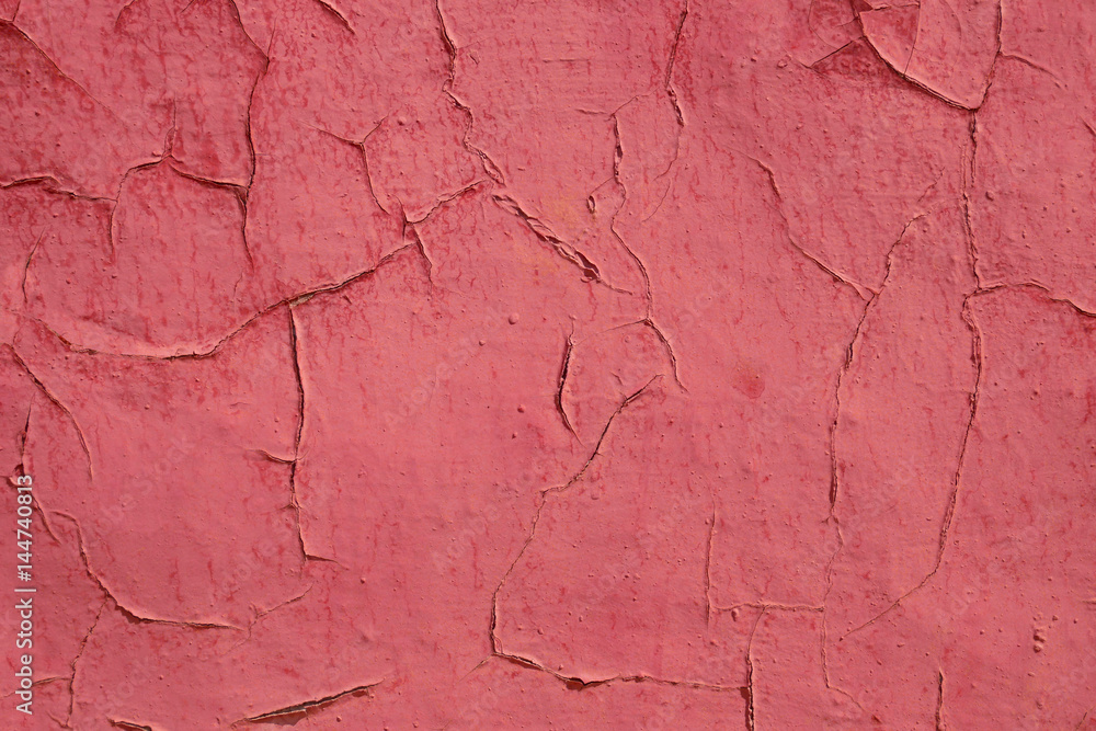 Fototapeta premium Old shelled red painted wall