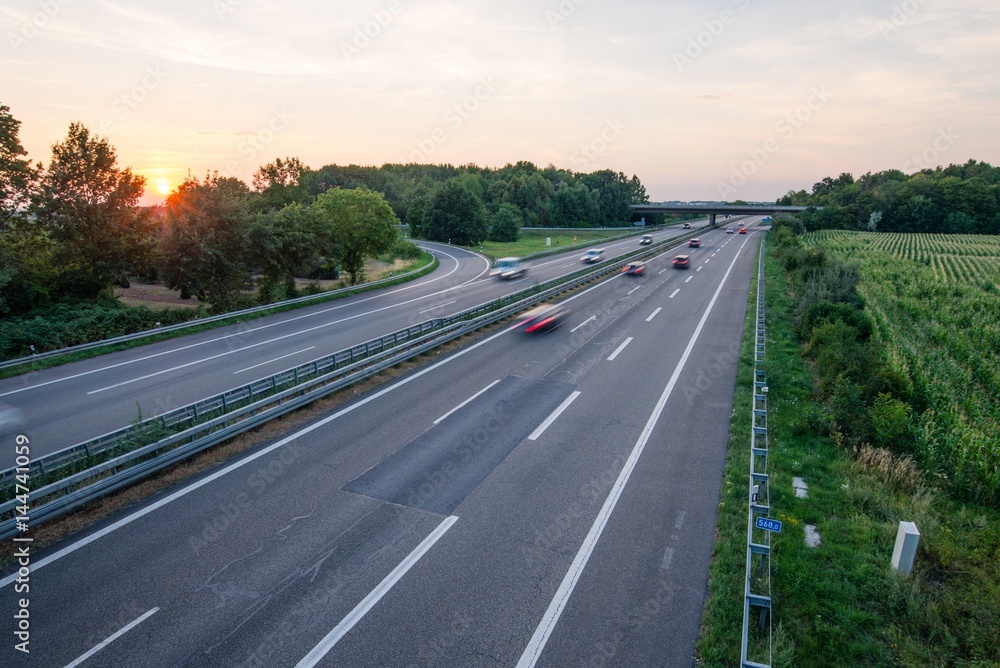 Fototapeta premium German Highway at Sunset
