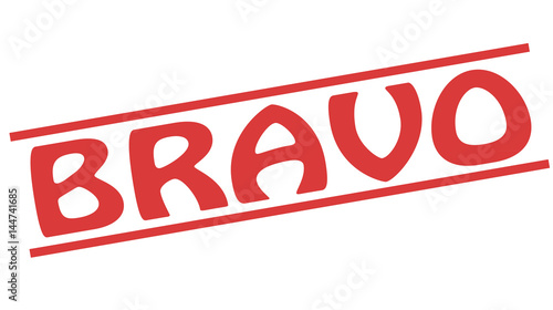 Bravo red stamp text on white