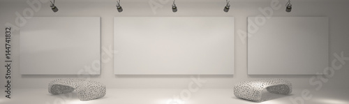 Empty gallery with spotlights