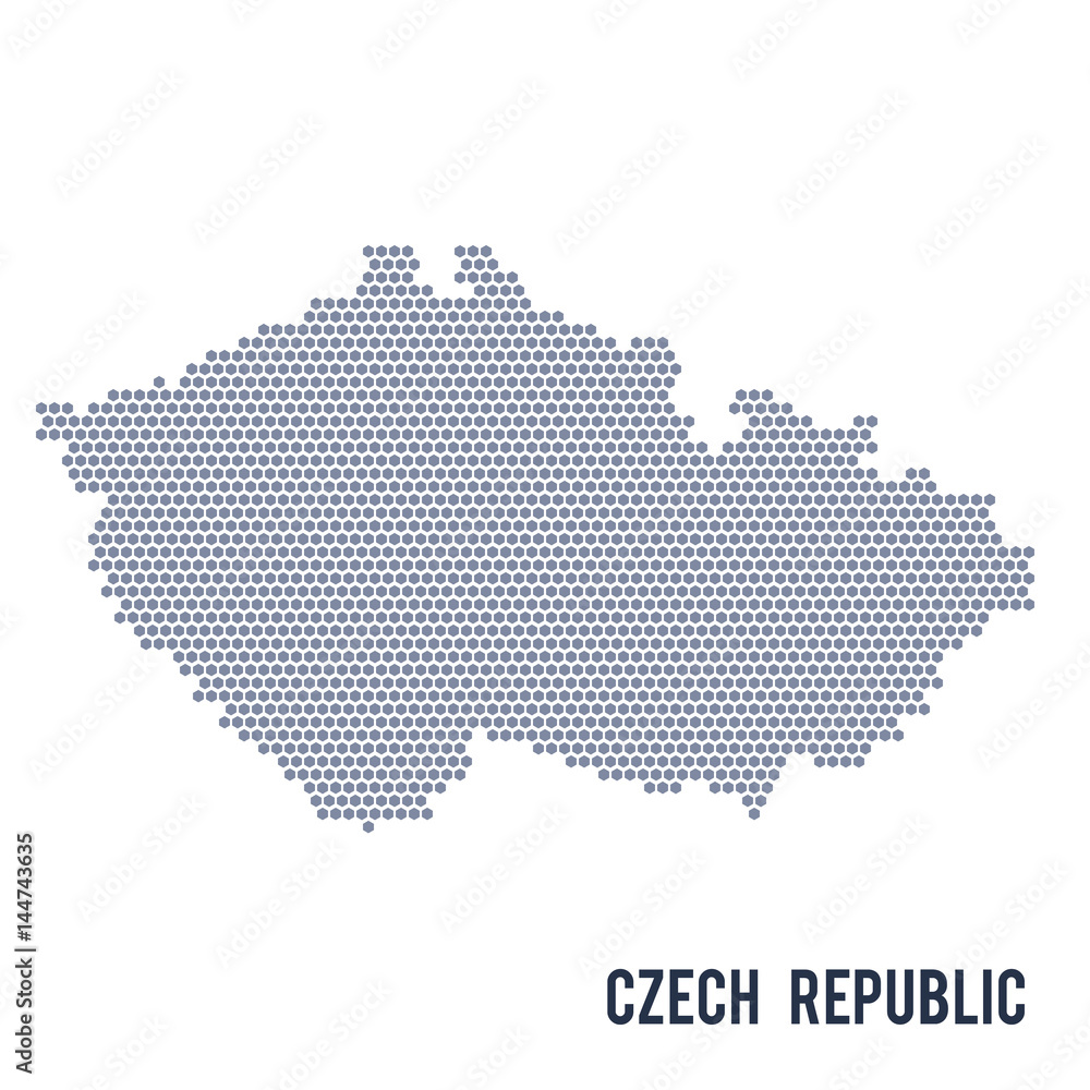 Vector hexagon map of Czech Republic isolated on white background
