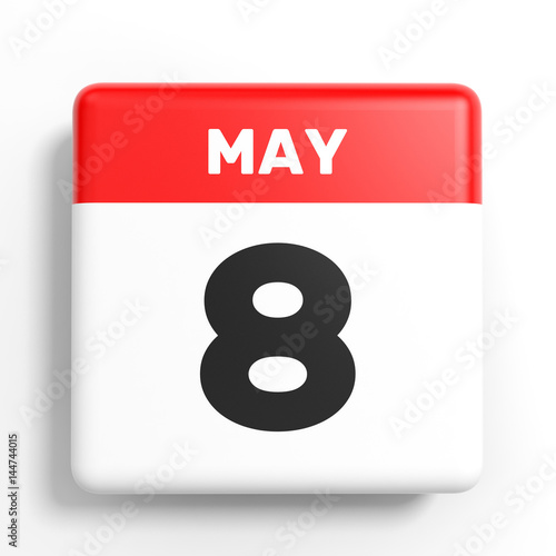 May 8. Calendar on white background.