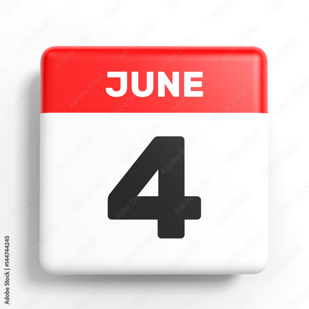 June 4. Calendar on white background.