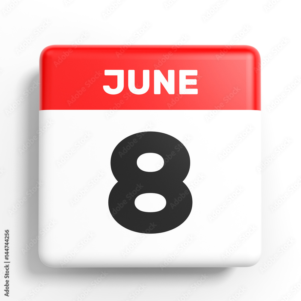 June 8. Calendar on white background. June 8. Calendar on white background.