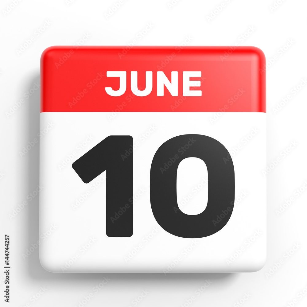 June 10. Calendar on white background. June 10. Calendar on white background.