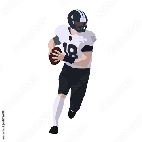 American football player running with ball, abstract vector illustration