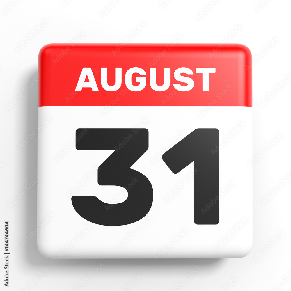August 31. Calendar on white background. August 31. Calendar on white background.