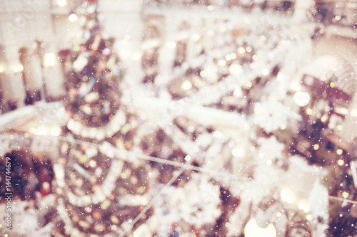 Wallpaper Mural Christmas tree lights blurred background New Year toy Torontodigital.ca