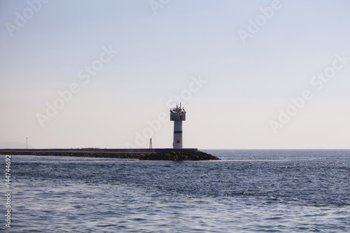 View of water breaker at Marmara sea near Kadikoy ferry station in Istanbul.