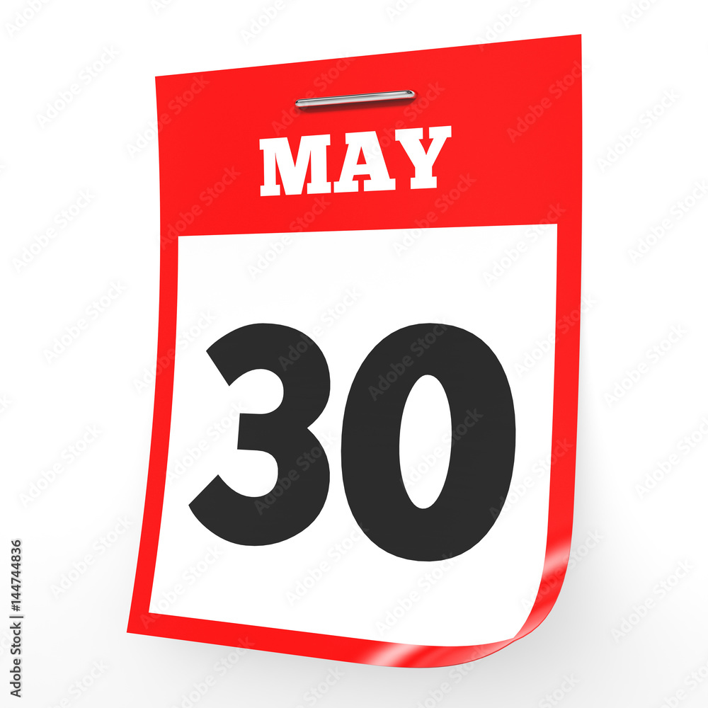 May 30. Calendar on white background. May 30. Calendar on white background.