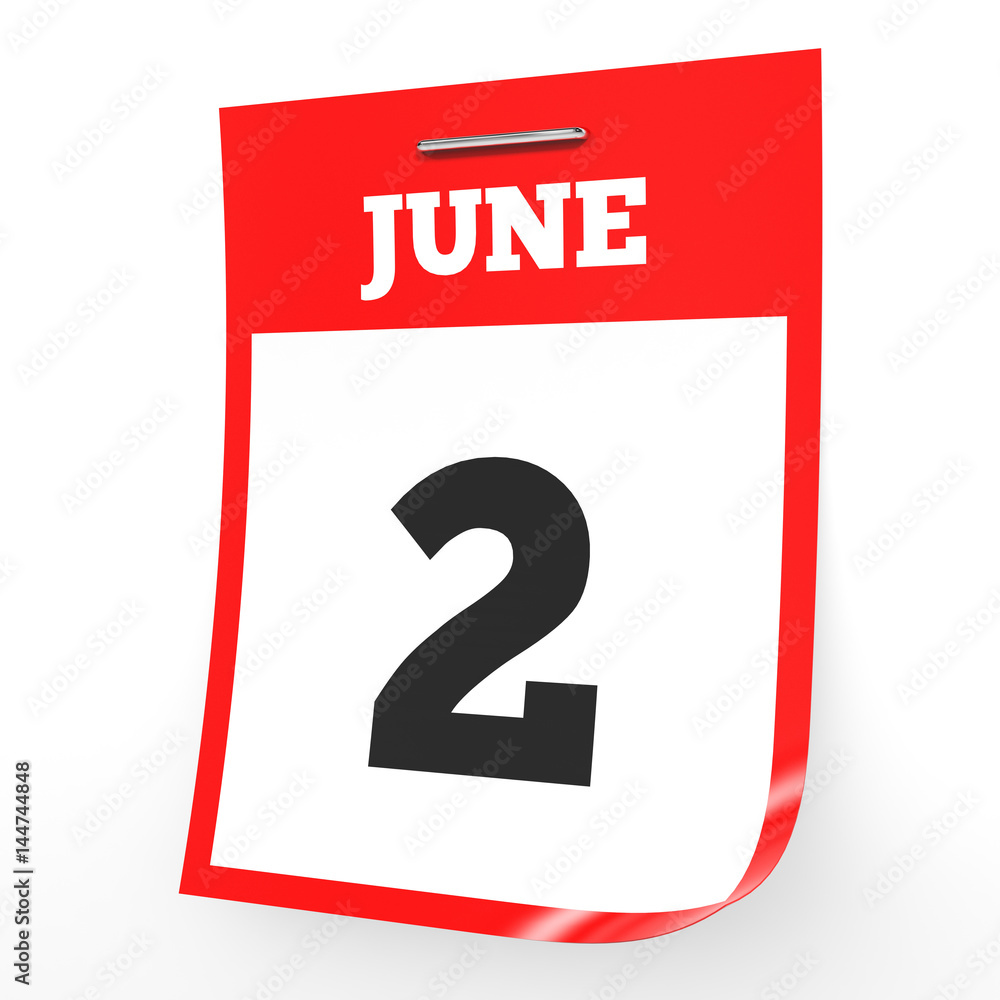June 2. Calendar on white background. June 2. Calendar on white background.