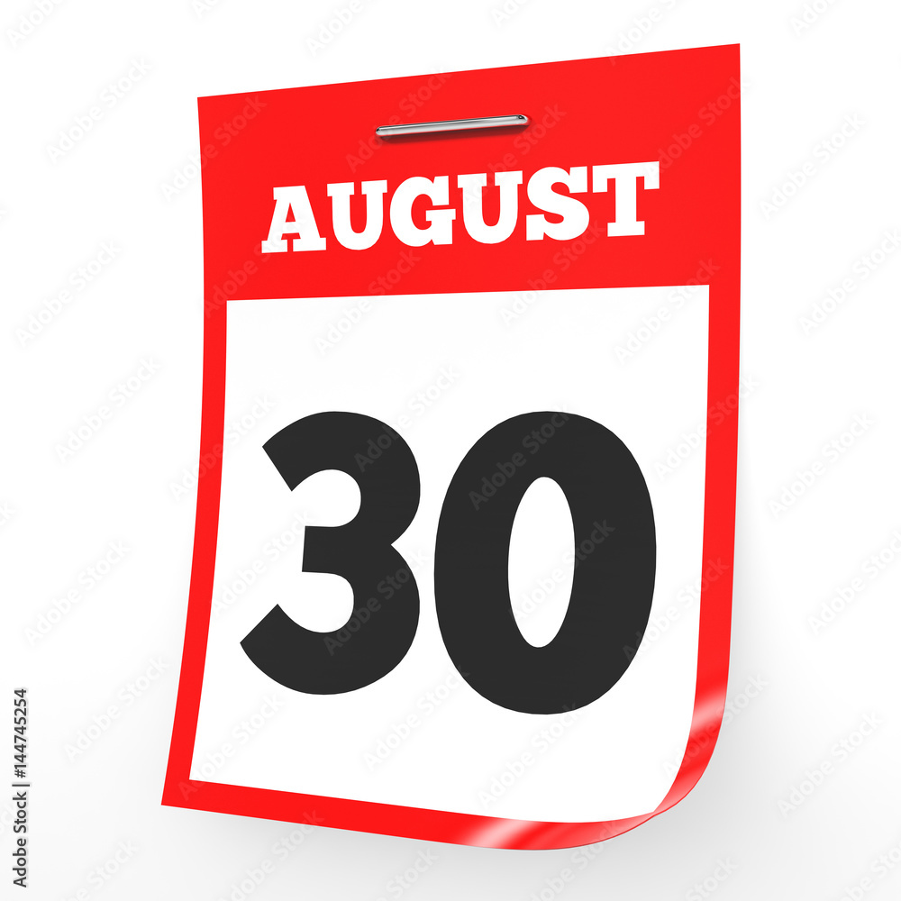 August 30. Calendar on white background. August 30. Calendar on white background.