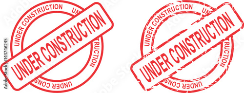 circle under construction sticker stamp set in vector format