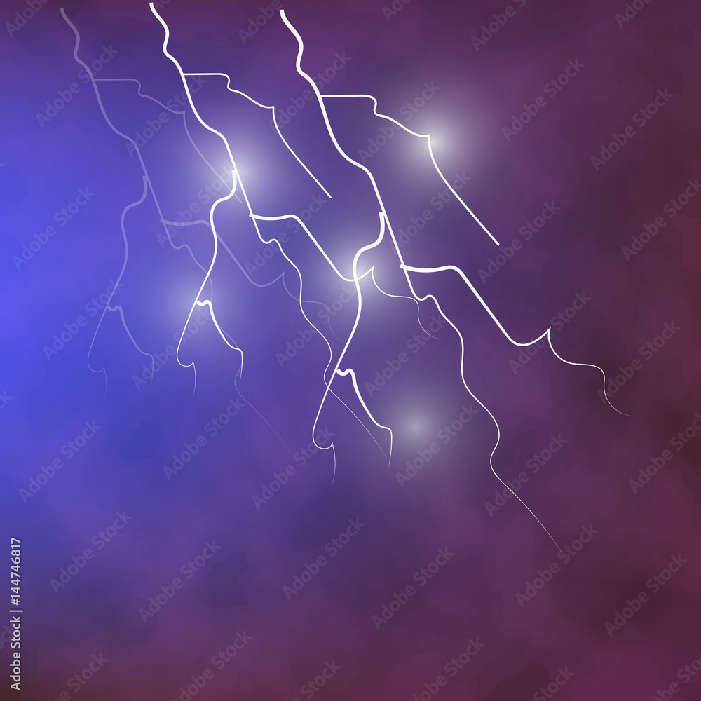 Lightning in the dark cloudy sky. Vector drawn illustration. Lightning in the dark cloudy sky. Vector drawn illustration.