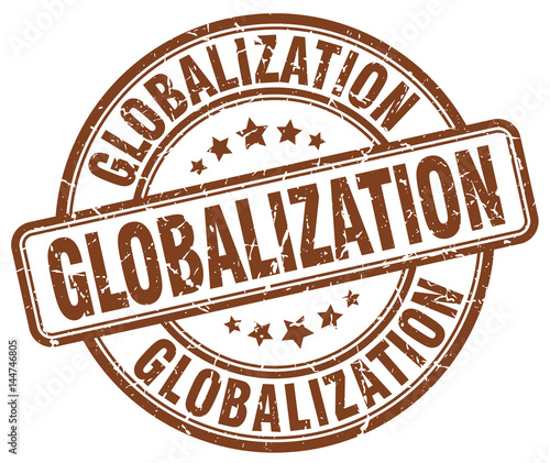 globalization brown grunge stamp
