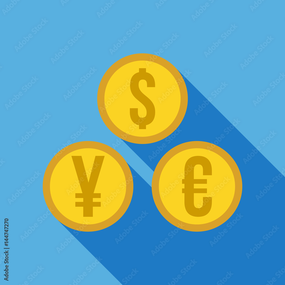 Money set - dollar, euro, yen icon. Flat Vector illustration. Money set - dollar, euro, yen icon. Flat Vector illustration.