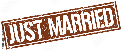 just married square grunge stamp