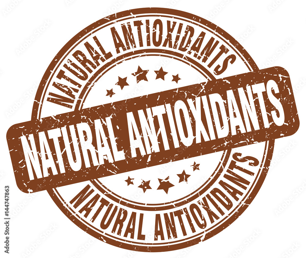 Obraz premium natural antioxidants brown grunge round vintage rubber stamp