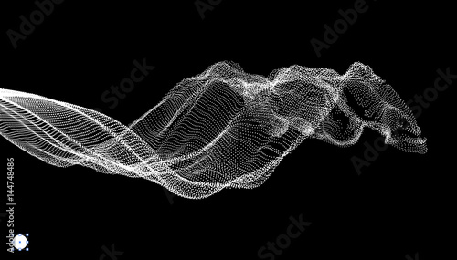 Wave Background. Abstract Vector Illustration. 3D Technology Style. Network Design with Particle.