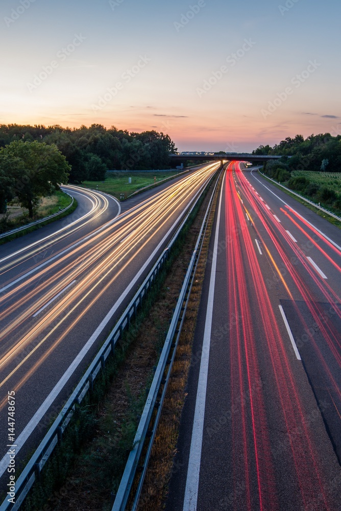 German Highway at Sunset - obrazy, fototapety, plakaty 