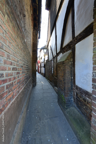 A very narrow alleyway in Horsham town centre in West Sussex