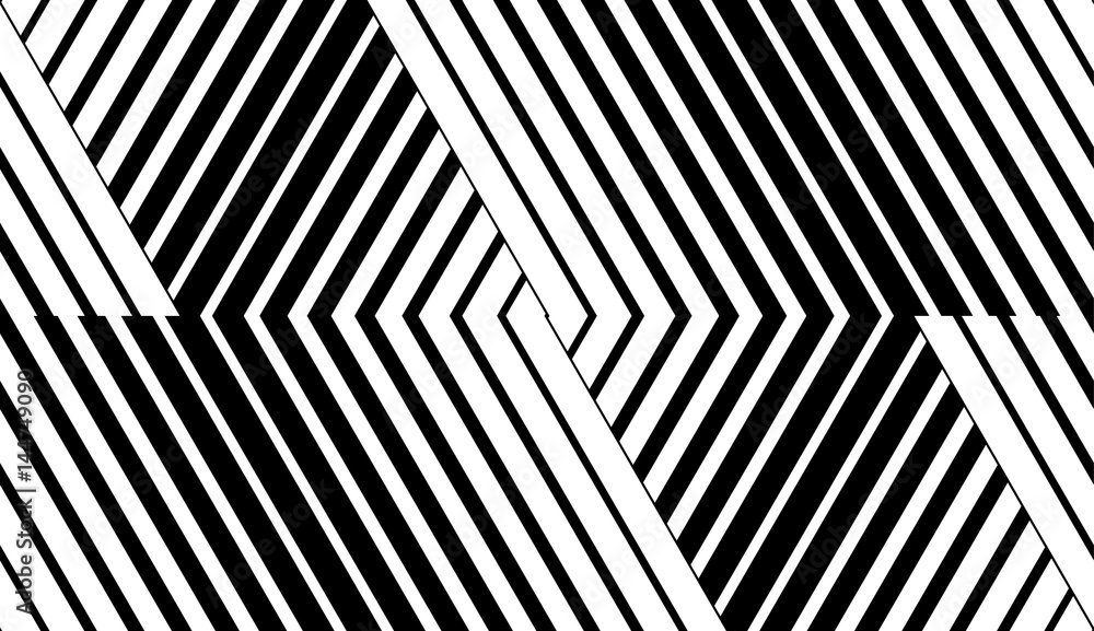 Abstract vector seamless op art pattern. Black and white ornament. Abstract vector seamless op art pattern. Black and white ornament.