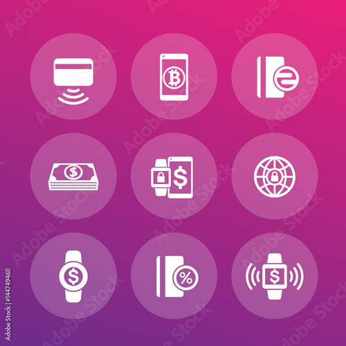modern payment methods icons set