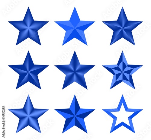 Set blue vector christmas classic elegant star. The stars composed up of light and dark geometric elements