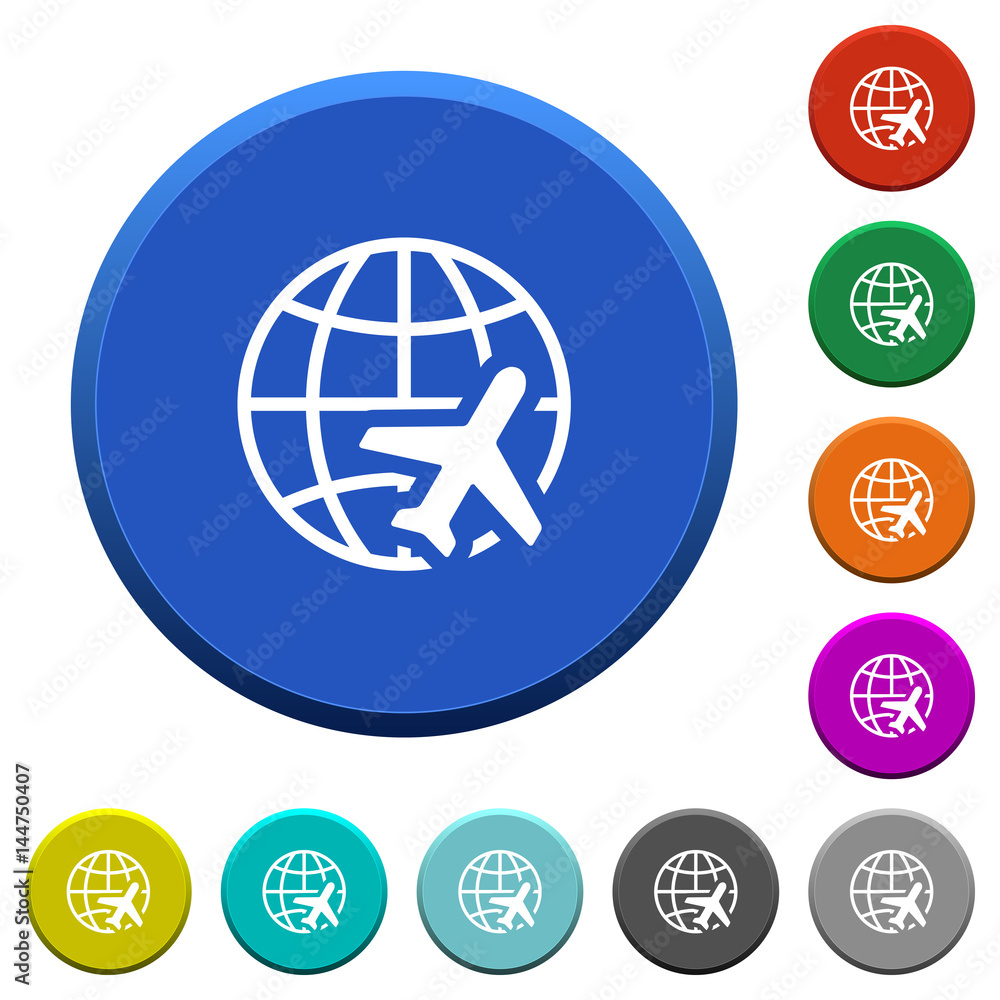 World travel beveled buttons