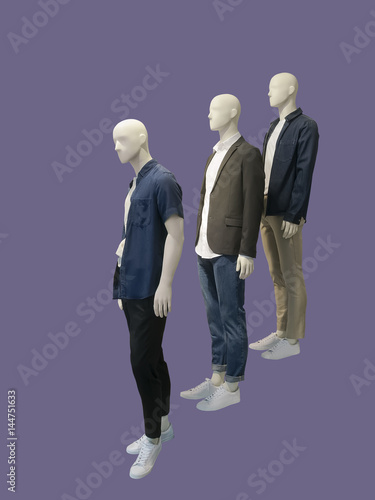 Full-length three man mannequins