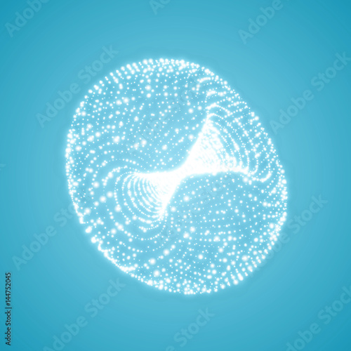 The Torus Consisting of Points. Connection Structure. 3D Grid Design. Technology Style. Molecular Lattice. Vector Illustration.