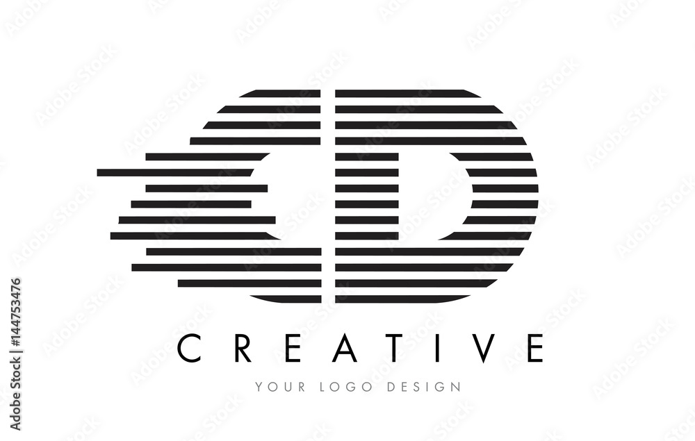 CD C D Zebra Letter Logo Design with Black and White Stripes CD C D Zebra Letter Logo Design with Black and White Stripes