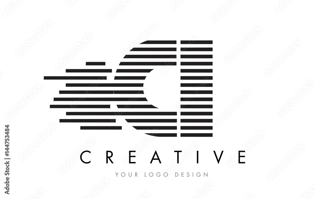 CI C I Zebra Letter Logo Design with Black and White Stripes Stock ...