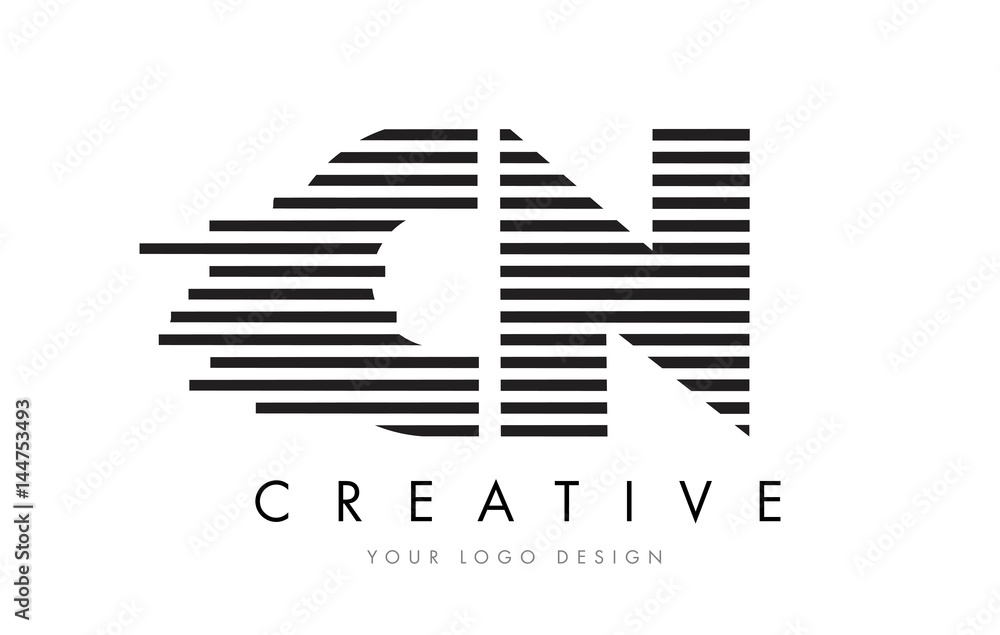 CN C N Zebra Letter Logo Design with Black and White Stripes CN C N Zebra Letter Logo Design with Black and White Stripes