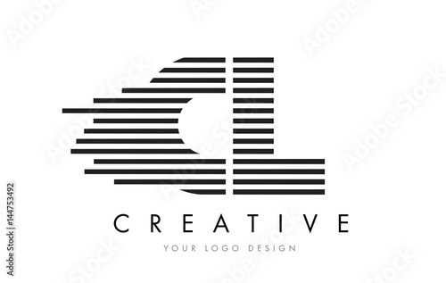 CL C L Zebra Letter Logo Design with Black and White Stripes