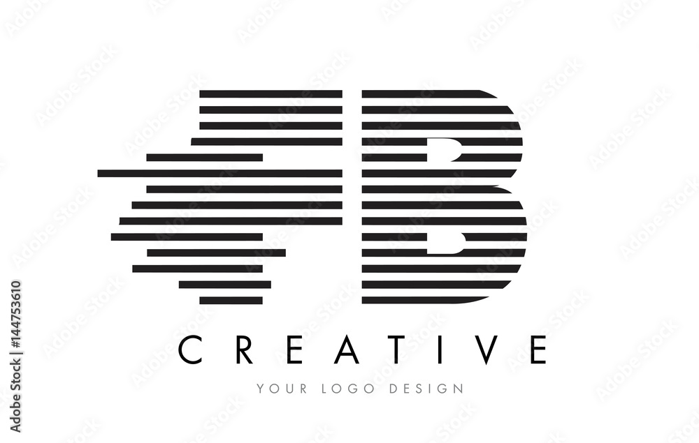 FB F B Zebra Letter Logo Design with Black and White Stripes FB F B Zebra Letter Logo Design with Black and White Stripes