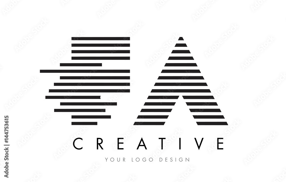 Fototapeta premium FA F A Zebra Letter Logo Design with Black and White Stripes