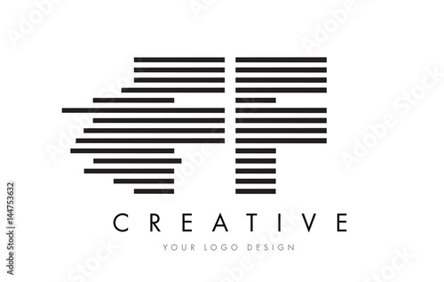 FF F F Zebra Letter Logo Design with Black and White Stripes