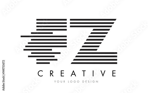 FZ F Z Zebra Letter Logo Design with Black and White Stripes