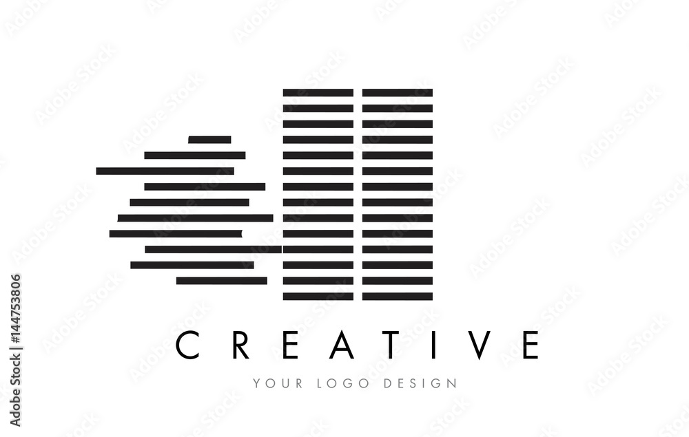 II I I Zebra Letter Logo Design with Black and White Stripes II I I Zebra Letter Logo Design with Black and White Stripes