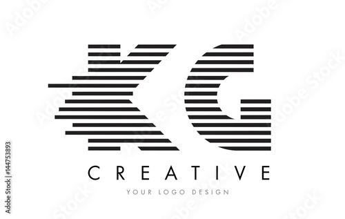 KG K G Zebra Letter Logo Design with Black and White Stripes
