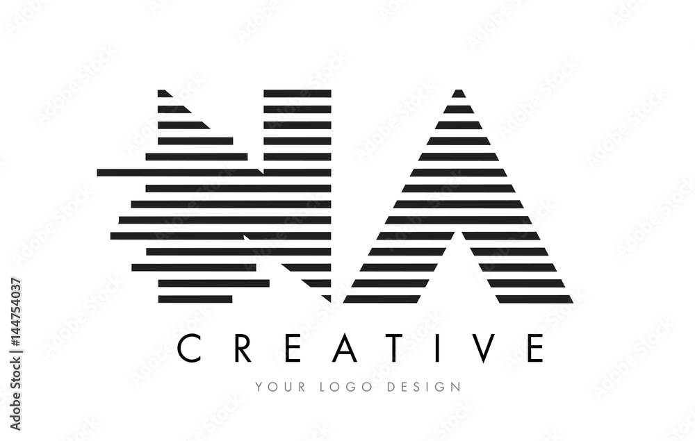 Fototapeta premium NA N A Zebra Letter Logo Design with Black and White Stripes