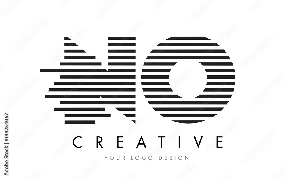 Obraz premium NO N O Zebra Letter Logo Design with Black and White Stripes