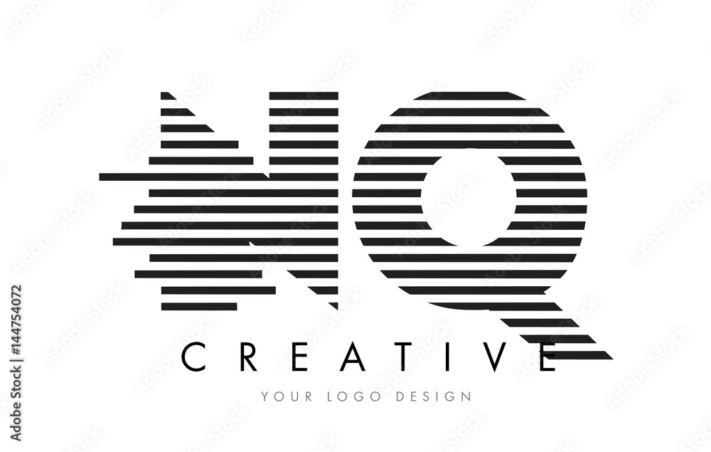 Obraz premium NQ N Q Zebra Letter Logo Design with Black and White Stripes