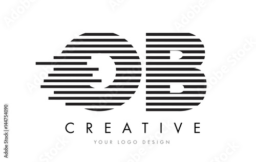 OB O B Zebra Letter Logo Design with Black and White Stripes