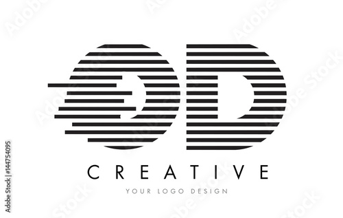 OD O D Zebra Letter Logo Design with Black and White Stripes