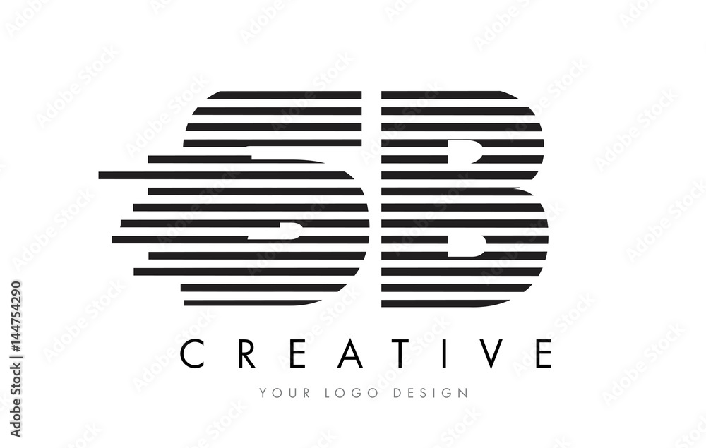SB S B Zebra Letter Logo Design with Black and White Stripes SB S B Zebra Letter Logo Design with Black and White Stripes